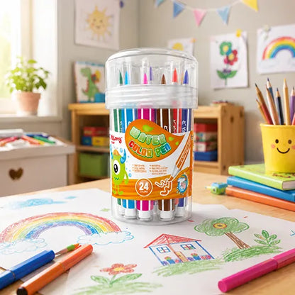Yalong Fine Tip Colour Pen Set for Kids Drawing - 24 Shades