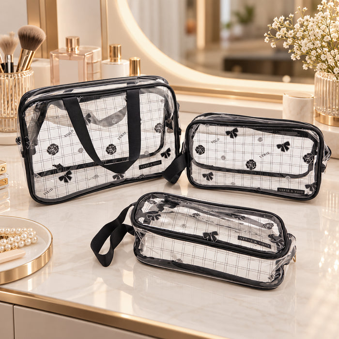KokoSmile Clear Cosmetic Storage Bags – Travel Organizer Set of 3