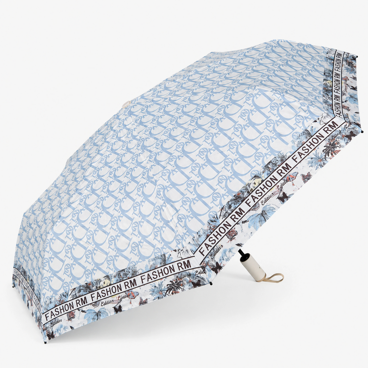 UV Protection Tested Floral Folding Umbrella with One-Touch Open