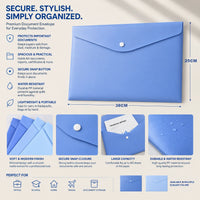 Premium Snap Button Document Envelope File Organizer - A4 Paper Size