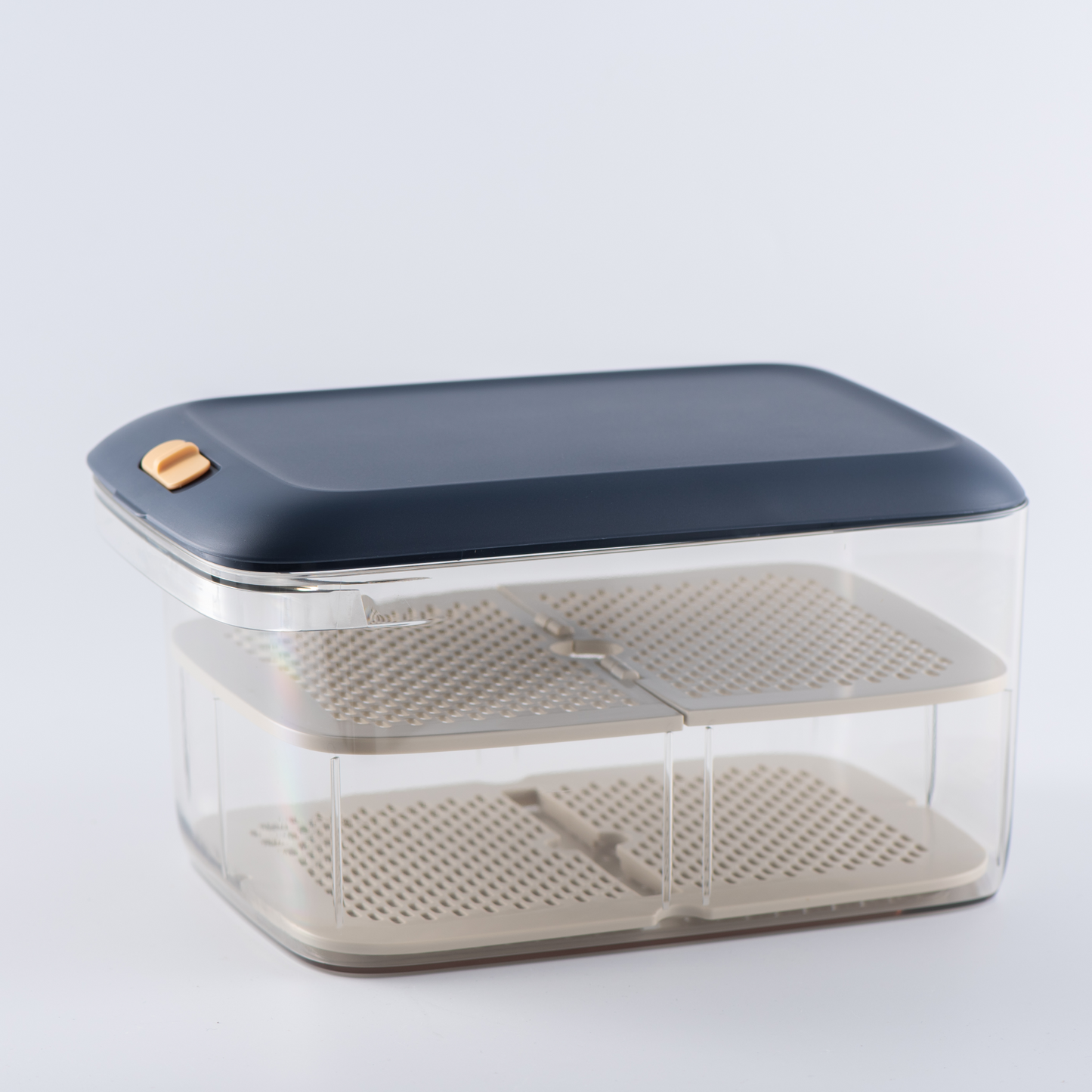 7.5 Ltr Fridge Organizer Bin with Removable Dual-Layer Drain Tray | Airtight Lid