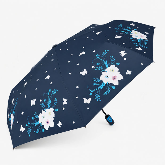 Magic Colour Changing Floral Triple-folding Umbrella with UV Protection