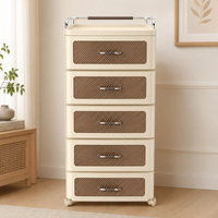 HOMX Off-White 5-Drawer Rolling Storage Chest with Acrylic Fronts
