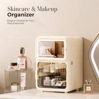 HOMX Skincare & Makeup Organizer – LED Mirror, Touch Control, USB-C, Lock