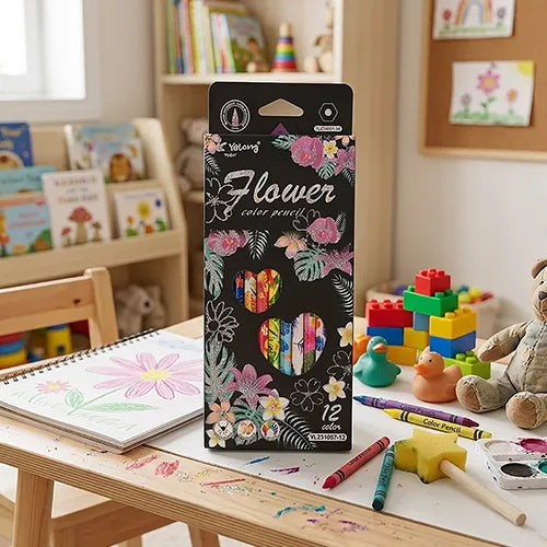 Yalong Floral Print Colour Pencils Set for Kids Art & Craft