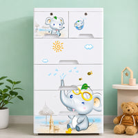 HOMX 5-Drawer Plastic Storage Cabinet with Lockable Drawer for Kids