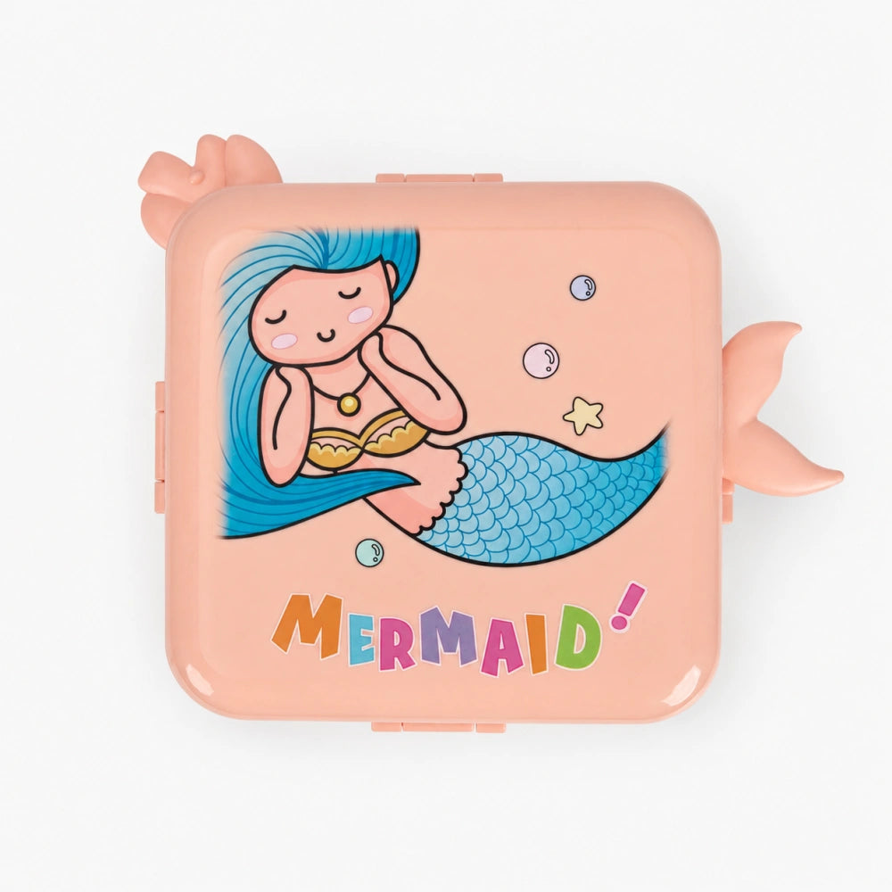 Mermaid Plastic Kids Lunch Box with 3 Compartments for Kids - 1590ml
