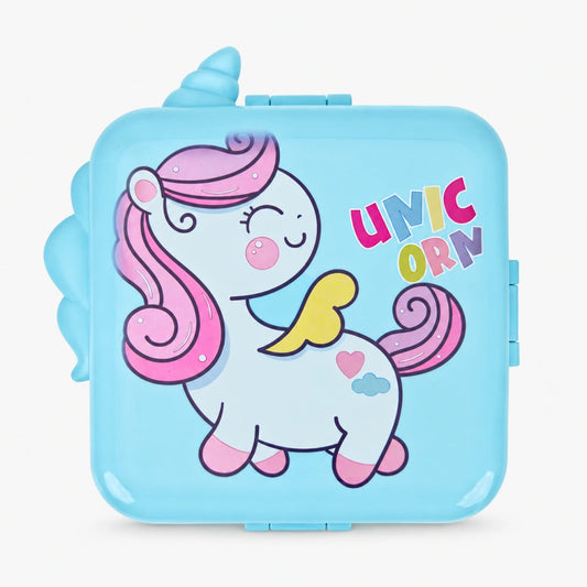 Unicorn Bento Plastic Lunch Box with 3 Compartments for Kids - 1590ml