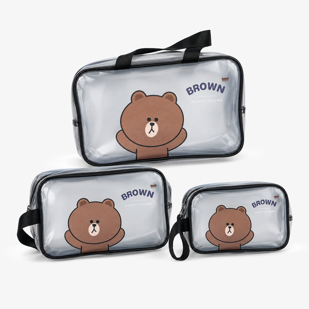 KokoSmile Transparent Cosmetic Utility Bags – Travel Set of 3