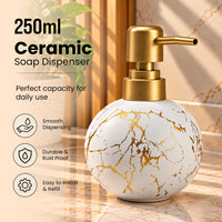 Ceramic Gold Marble Soap Dispenser - 250ml