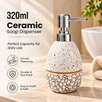 Glossy Ceramic Soap Dispenser with Abstract Print - 320ml
