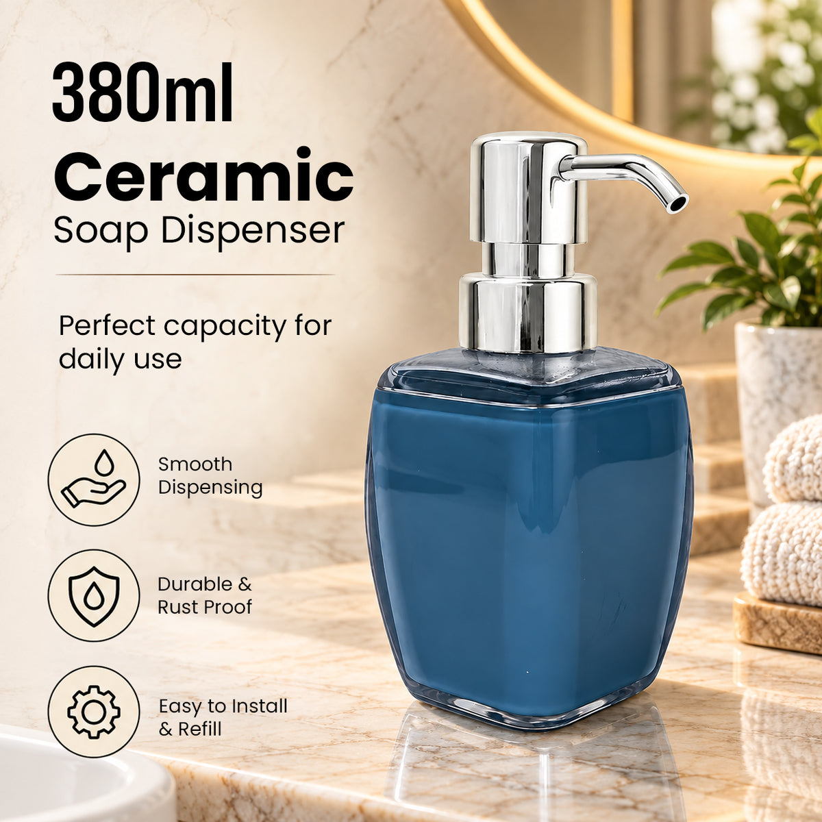 Unbreakable Acrylic Liquid Soap Dispenser Bottle 380ml