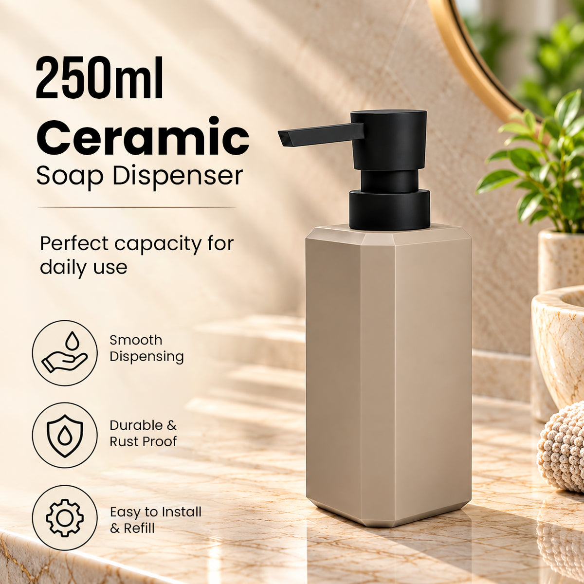 Unbreakable Elegant Liquid Soap Dispenser Bottle 250ml