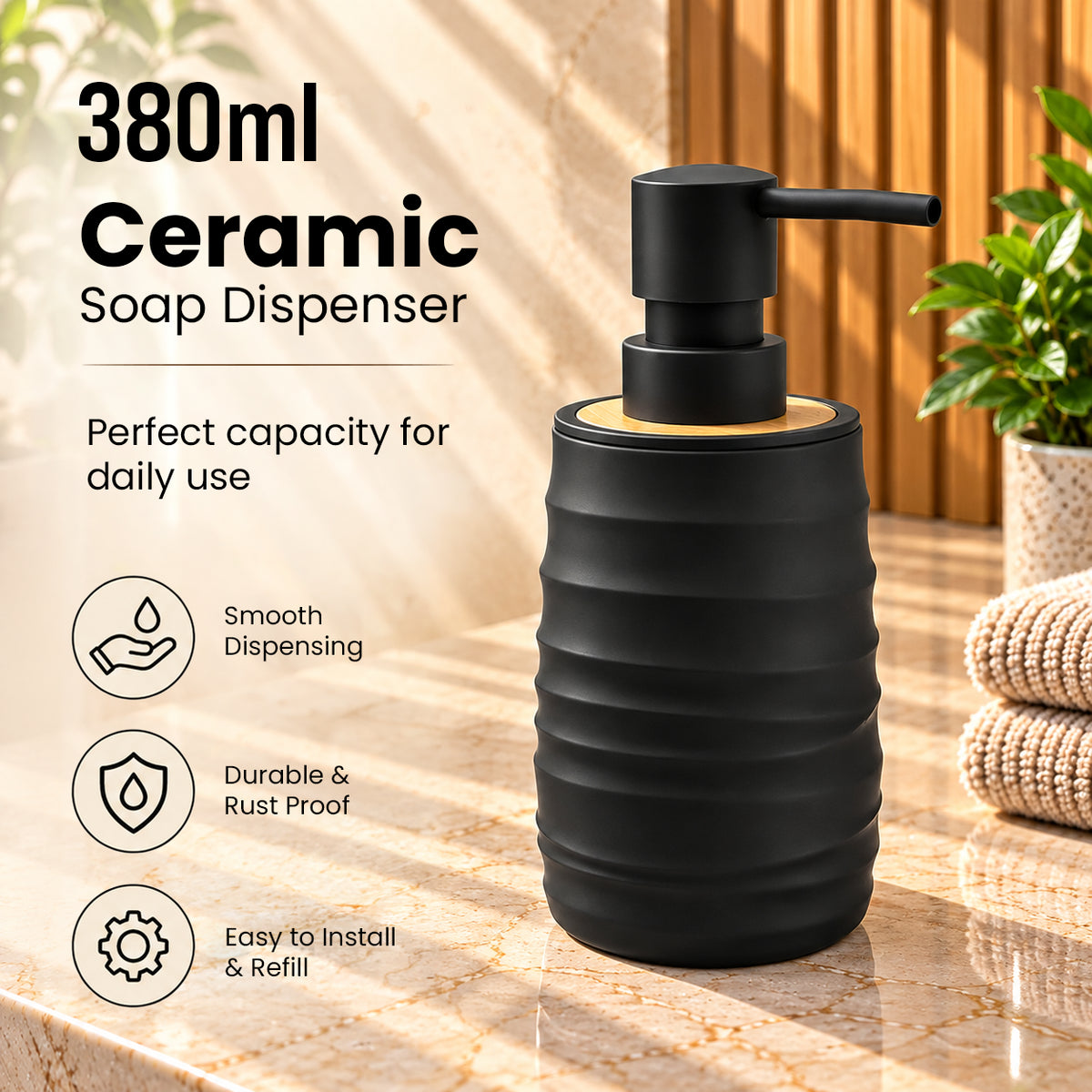Unbreakable ABS Liquid Soap Dispenser Bottle 380ml