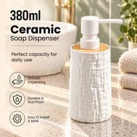 Unbreakable Textured Soap Dispenser with Bamboo Touch 380ml