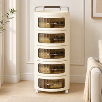 HOMX Round Rolling Storage Cabinet – 5-Drawer Bedside Table with Wheels