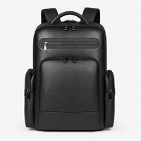 27L Unisex PU Leather Laptop Backpack with TSA Lock & USB Charging Port