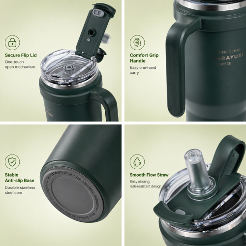 SITARAYURI Premium Insulated Steel Tumbler with Handle 1100ml