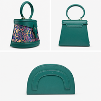 Heritage Bamboo Handle Hangzhou Silk Weave Leather Handbag