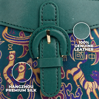 Heritage Bamboo Handle Hangzhou Silk Weave Leather Handbag