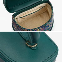 Heritage Bamboo Handle Hangzhou Silk Weave Leather Handbag
