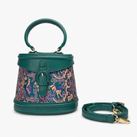 Heritage Bamboo Handle Hangzhou Silk Weave Leather Handbag