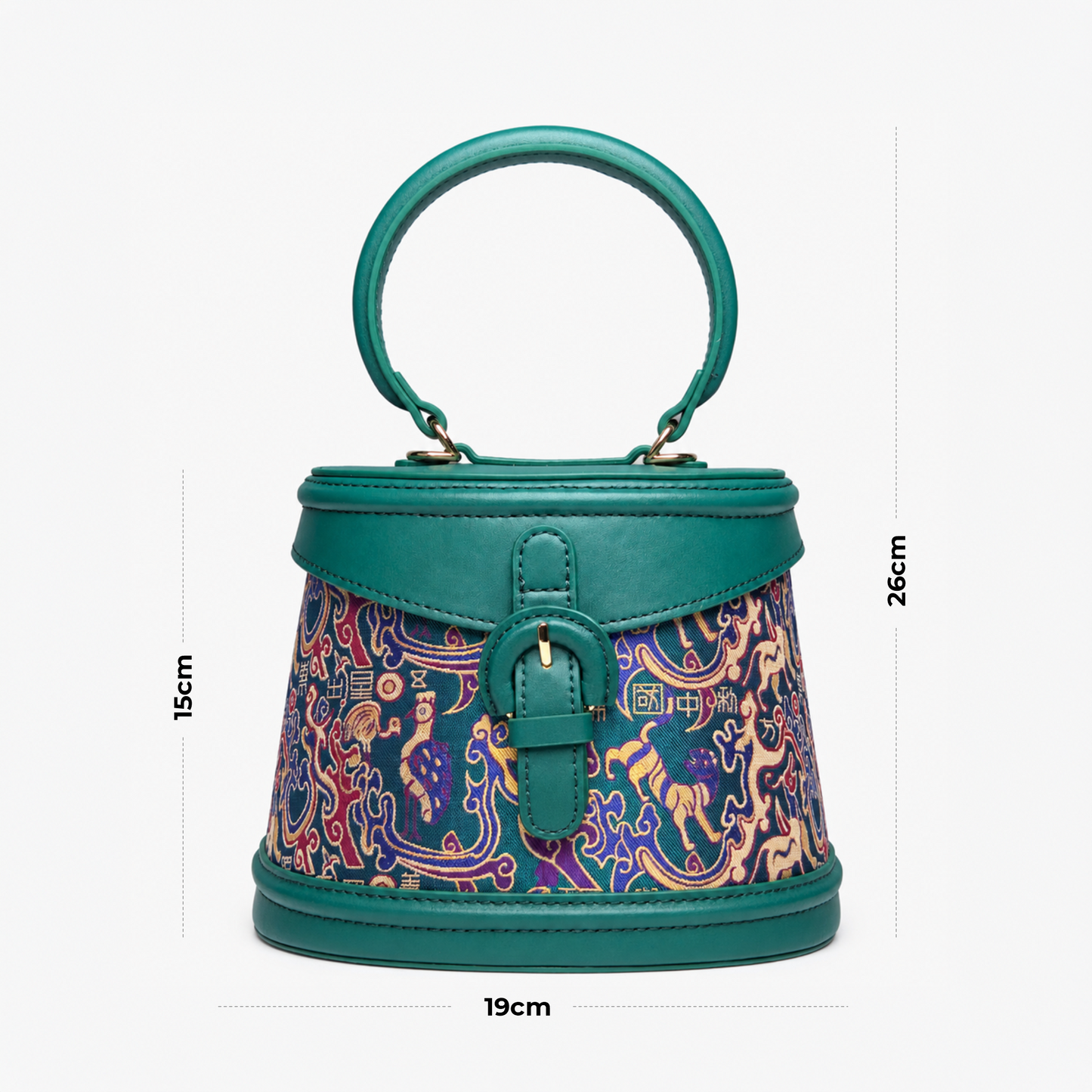 Heritage Bamboo Handle Hangzhou Silk Weave Leather Handbag