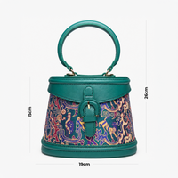 Heritage Bamboo Handle Hangzhou Silk Weave Leather Handbag