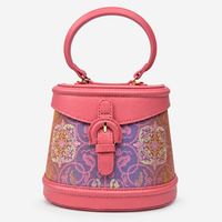 Heritage Bamboo Handle Hangzhou Silk Weave Leather Handbag