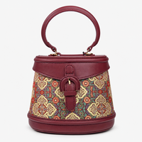 Heritage Bamboo Handle Hangzhou Silk Weave Leather Handbag