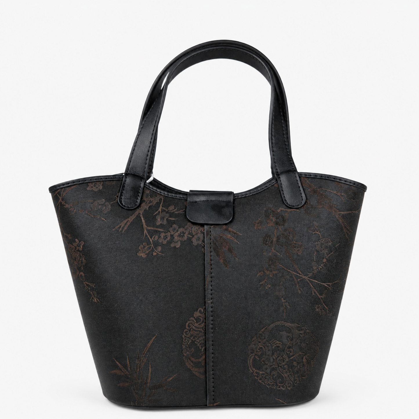 Unique Handcrafted Leather Tote Bag with Hangzhou Silk