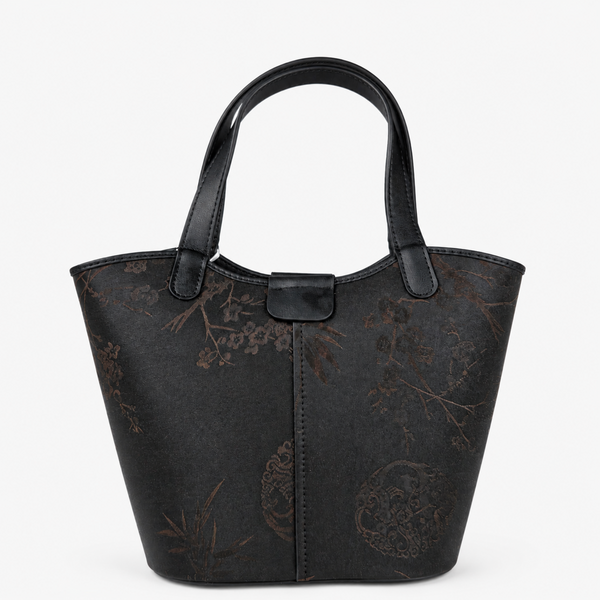 Unique Handcrafted Leather Tote Bag with Hangzhou Silk