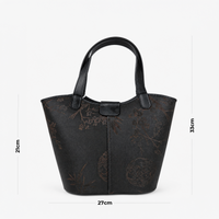 Unique Handcrafted Leather Tote Bag with Hangzhou Silk