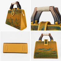 Luxury Yellowish-golden Hangzhou Silk Leather Handbag for Women
