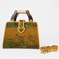 Luxury Yellowish-golden Hangzhou Silk Leather Handbag for Women
