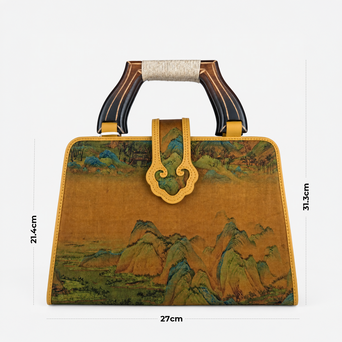 Luxury Yellowish-golden Hangzhou Silk Leather Handbag for Women