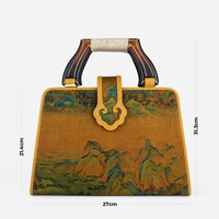 Luxury Yellowish-golden Hangzhou Silk Leather Handbag for Women