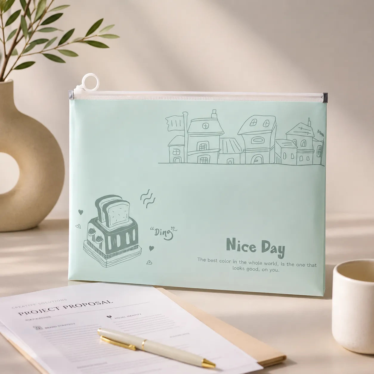 Zip Lock Waterproof Document Folder Pouch for Files & Papers