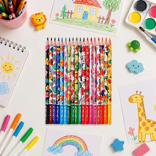 Yalong Floral Print Colour Pencils Set for Kids Art & Craft