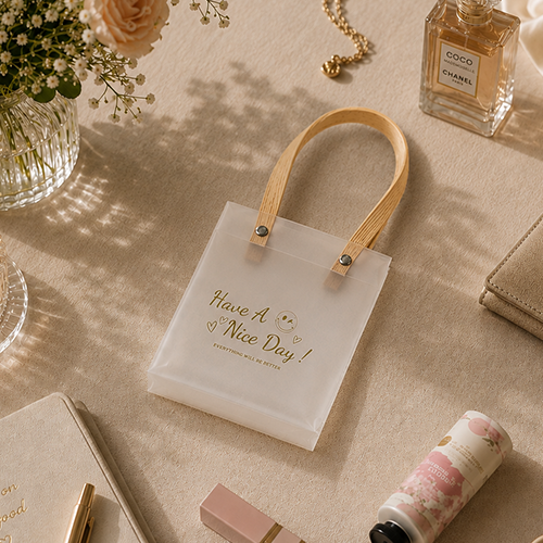 Frosted Transparent Gift Bags with Reusable Handles-Set of 4