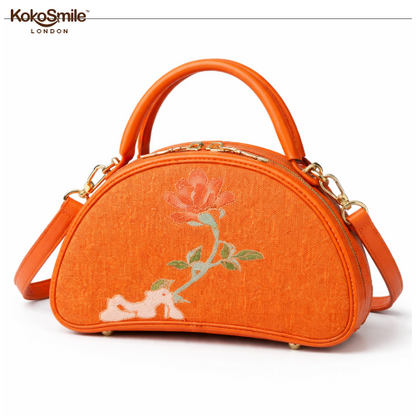 Premium Hangzhou Silk Leather Dome Handbag for Women