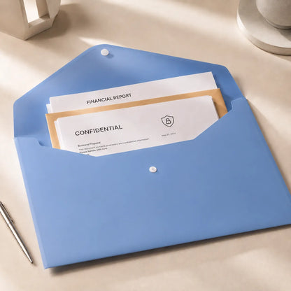 Premium Snap Button Document Envelope File Organizer - A5 Paper Size