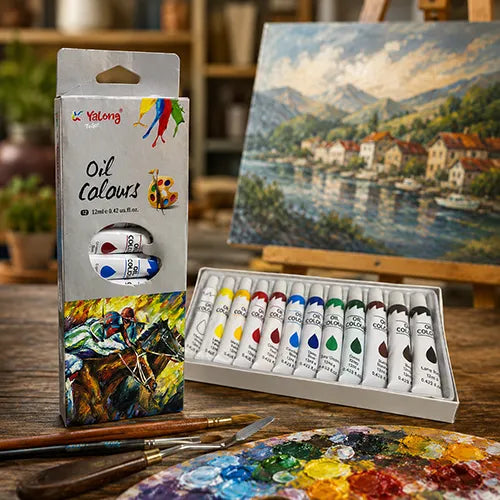 Yalong Professional Oil Colour Paint Set for Canvas & Art - 12 Shades