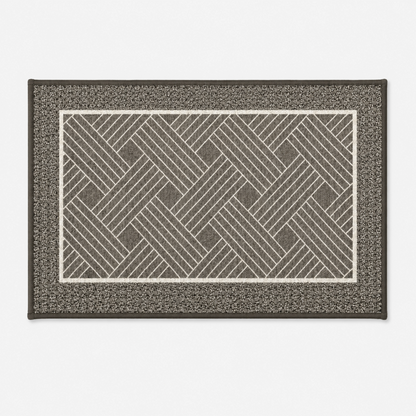 Soft Ferret Fleece Entryway Doormat with Modern Woven Pattern