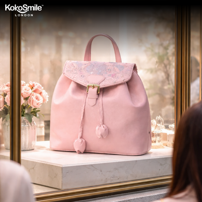Classy Hangzhou Silk & Genuine Leather Backpack for Women