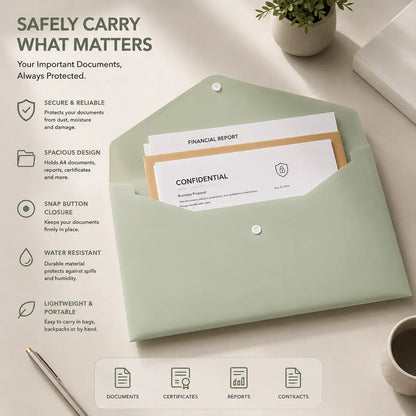 A4 Snap Button File Folder – Waterproof Document Organizer
