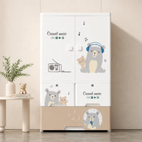 HOMX Kids Storage Cabinet with Drawers, Door & Smooth Rolling Wheels