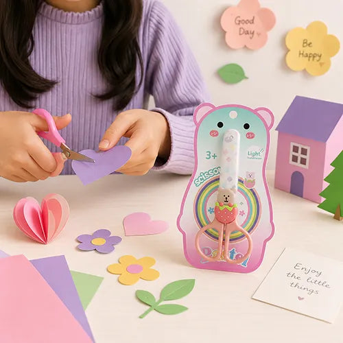 Yalong Cute Bear Safety Scissors for Kids with Soft Grip Handle
