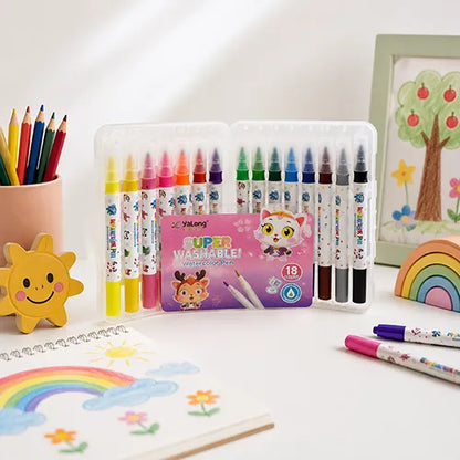 Yalong Super Washable Water Colour Pens for Creative Kids - Set of 18