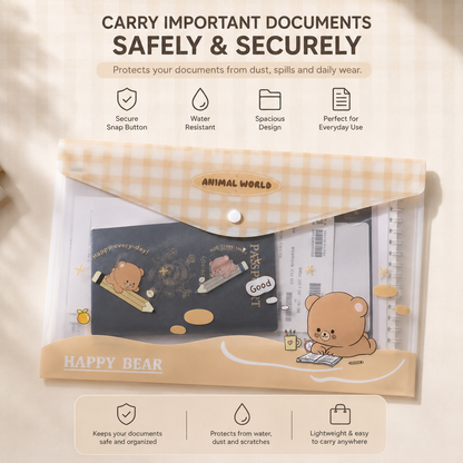 Water-Resistant Snap Button Document File Folder